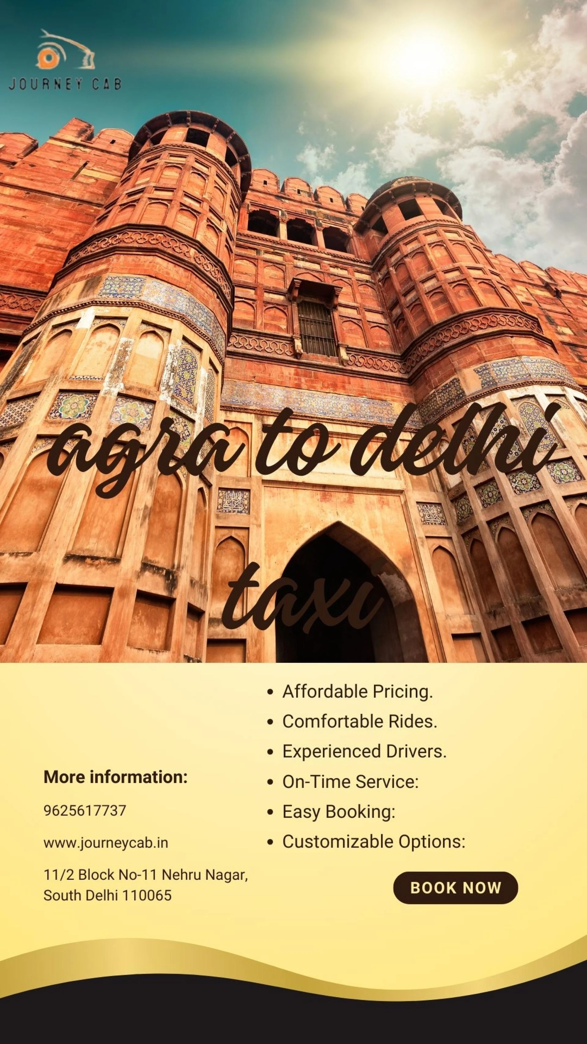 JourneyCab: Safe and Comfortable Agra to Delhi Taxi Services You Can Rely On