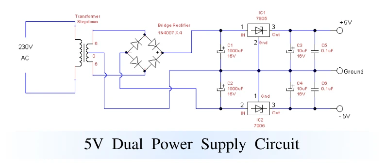 Dual Power Supply Circuit Diagram with Explanation