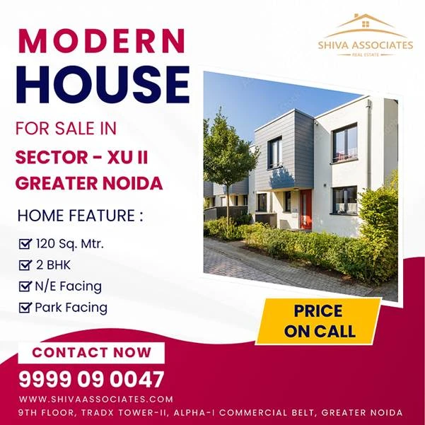 Modern 2 BHK home for sale in Sector XU 2, Greater Noida – 120 sq. mtr., NE facing, park-facing, spacious and well-connected.