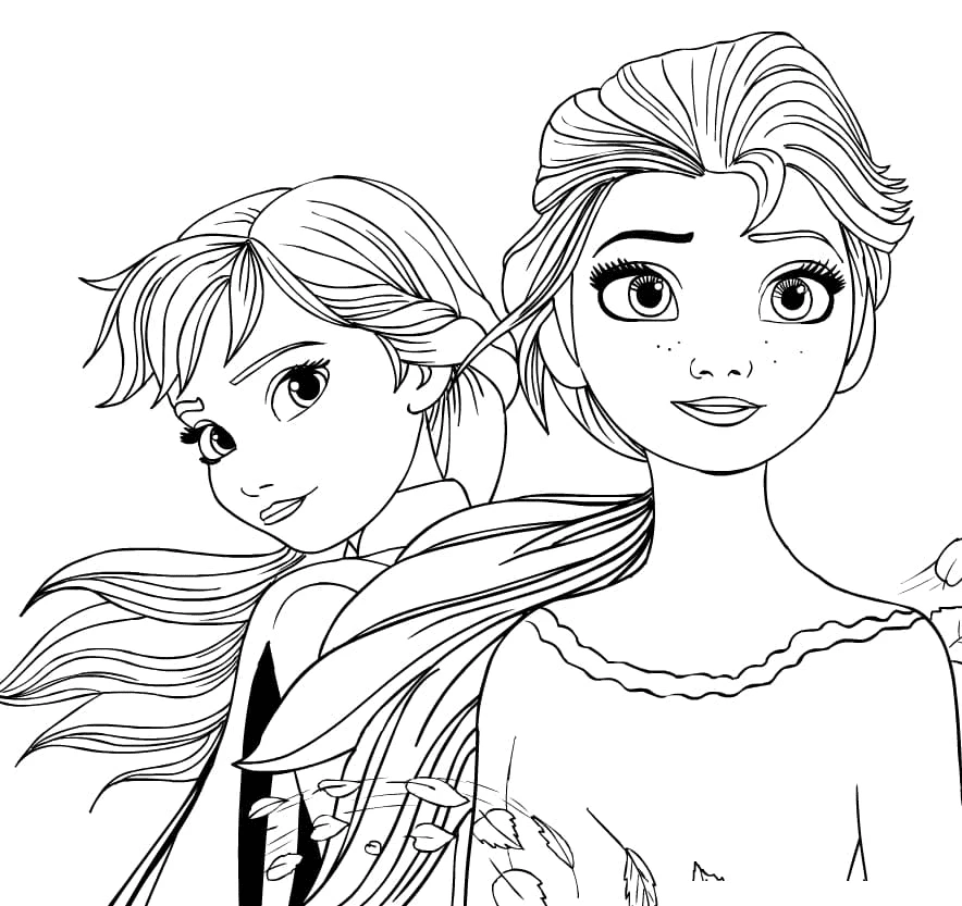 Frozen Coloring Pages Elsa and Anna - Free Printable Pages at ColoringOnlineFree.com