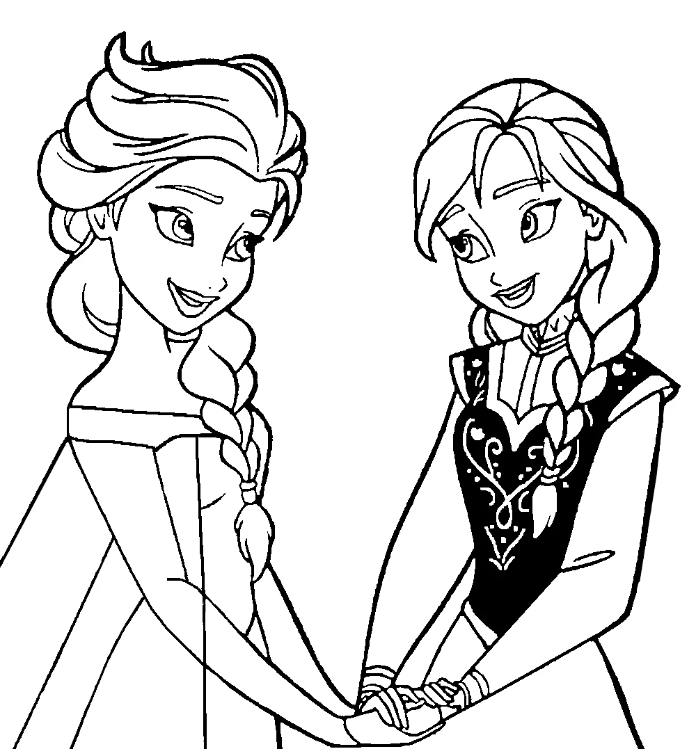 Frozen Coloring Pages Elsa and Anna - Free Printable Pages at ColoringOnlineFree.com