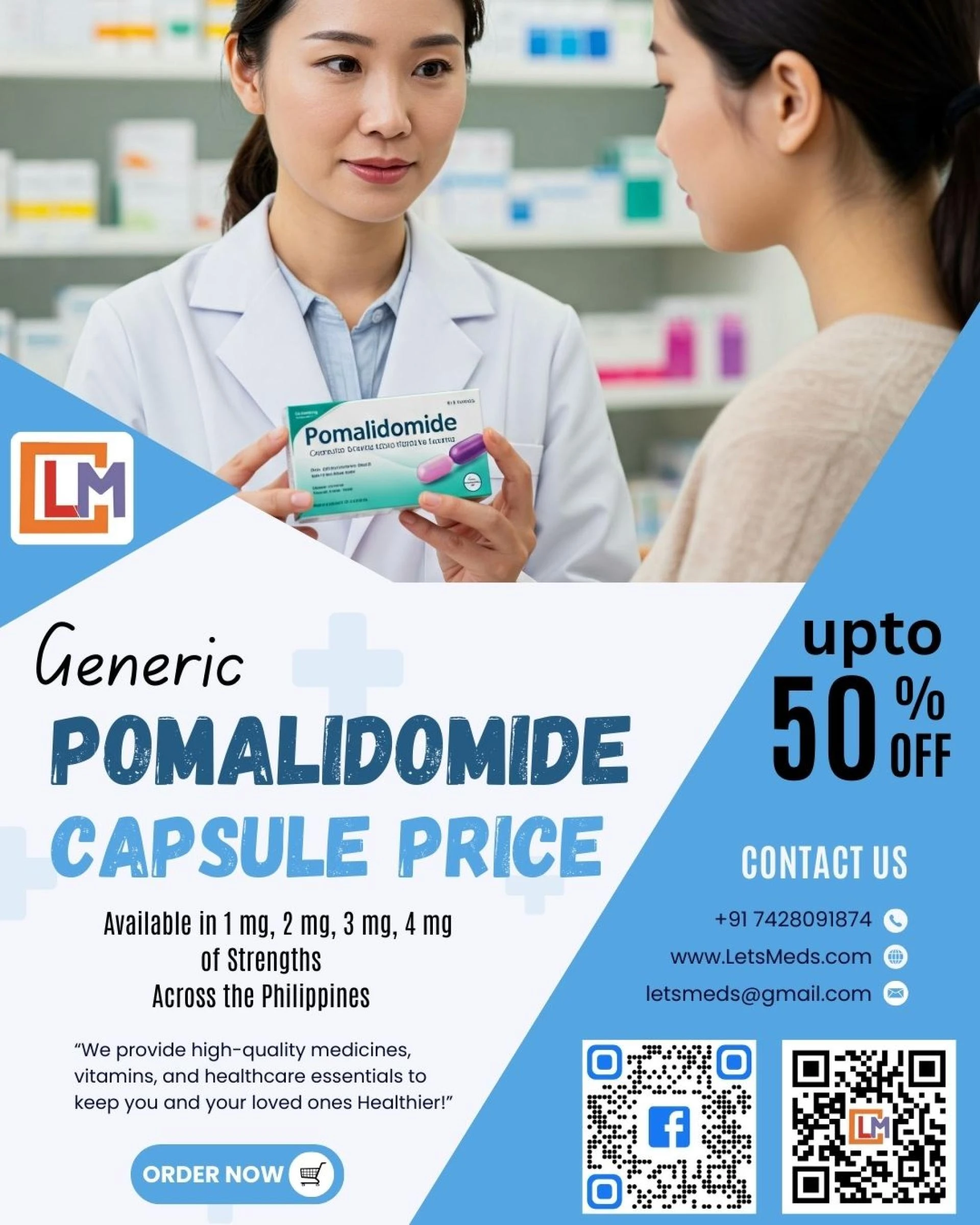 Pomalidomide 4 mg Price Philippines – Buy Online at Affordable Cost from LetsMeds